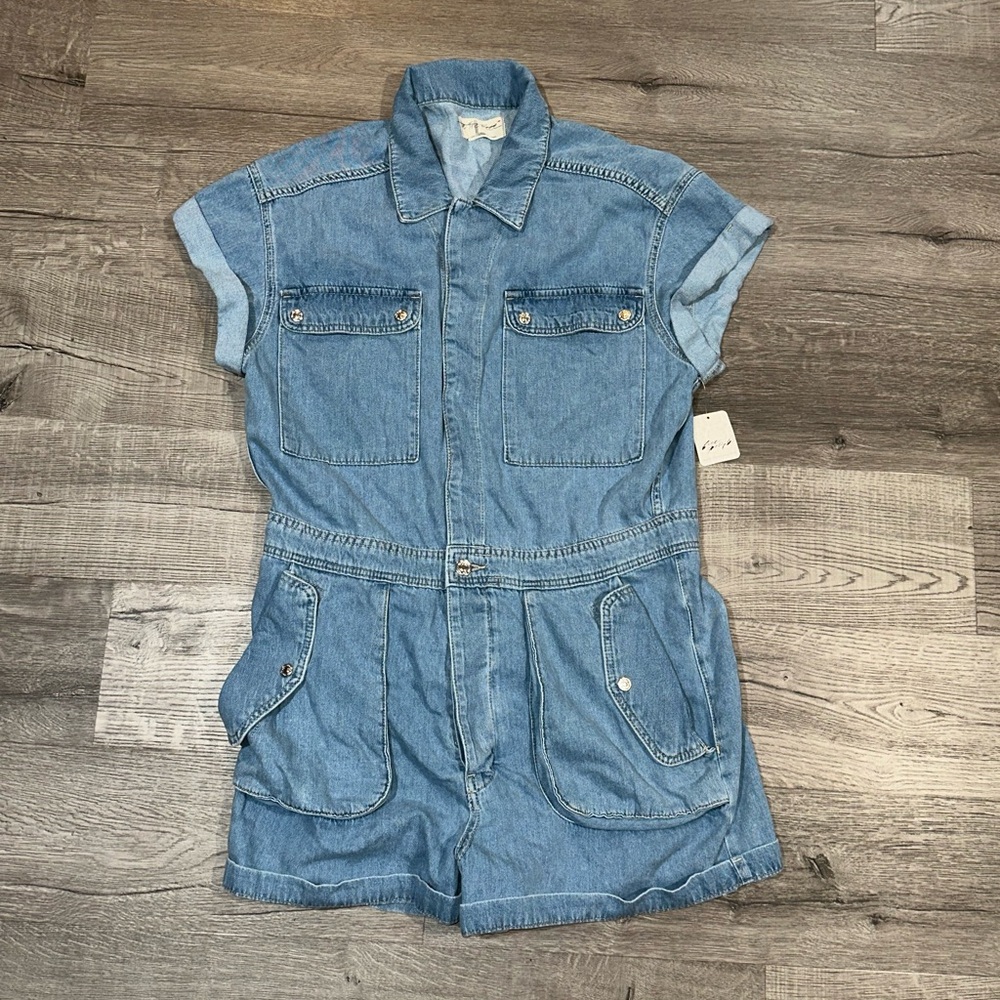 Free People Denim Shortalls L NWT - Picture 3 of 4